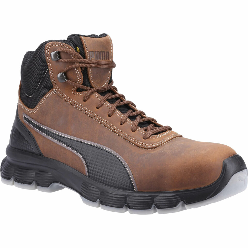 Puma Mens Safety Condor Mid Safety Boots Brown Size 9