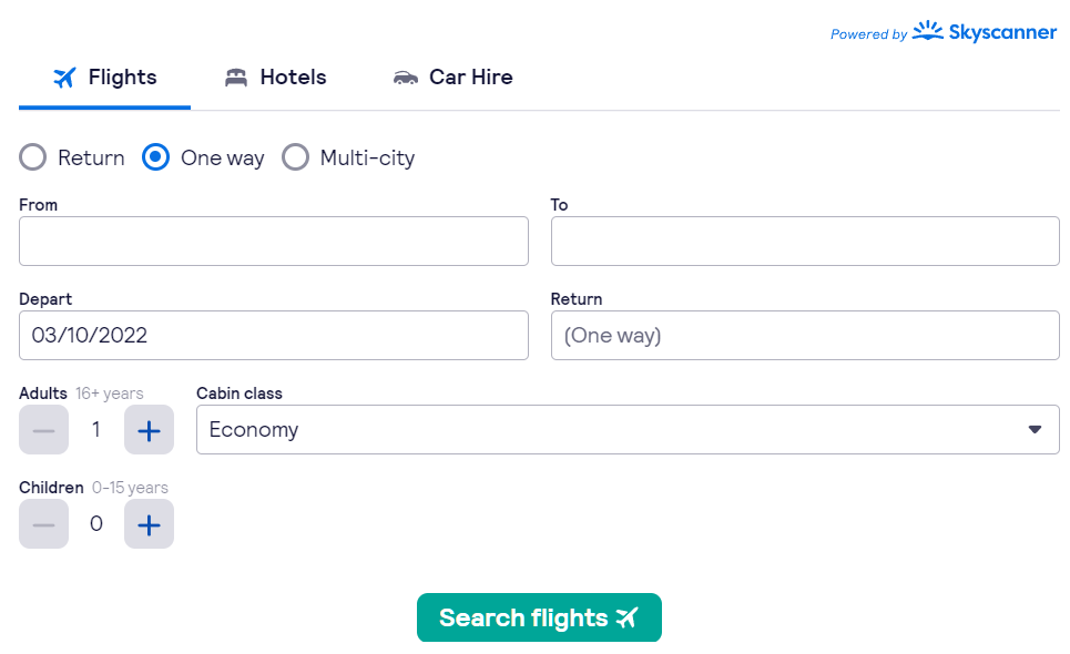 skyscanner search tools