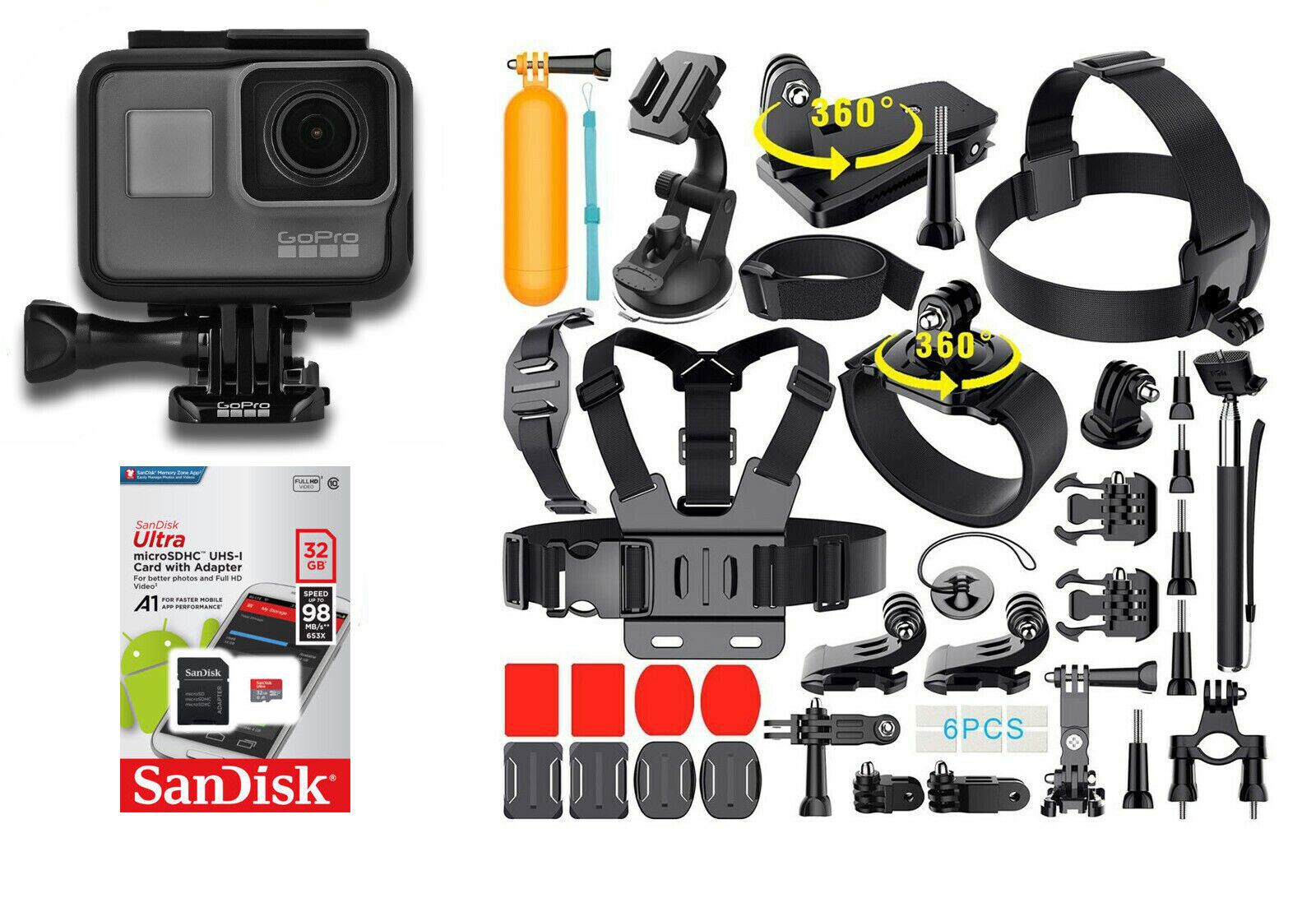 GoPro - HERO6 Black 4K Action Camera - CHDHX-601 [40+] Sports Accessories